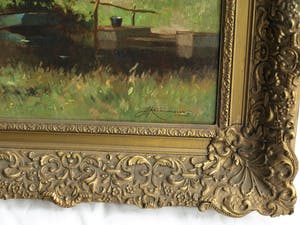 Johan Hendrik Kaemmerer - Olieverf op doek , Boerderij met geit – ingelijst , 70 x 100 cm kopen? Bied vanaf 200!