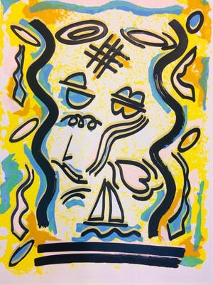 Bettina Lopetro - zeefdruk: Titel, "Donnuts at dawn". kopen? Bied vanaf 15!