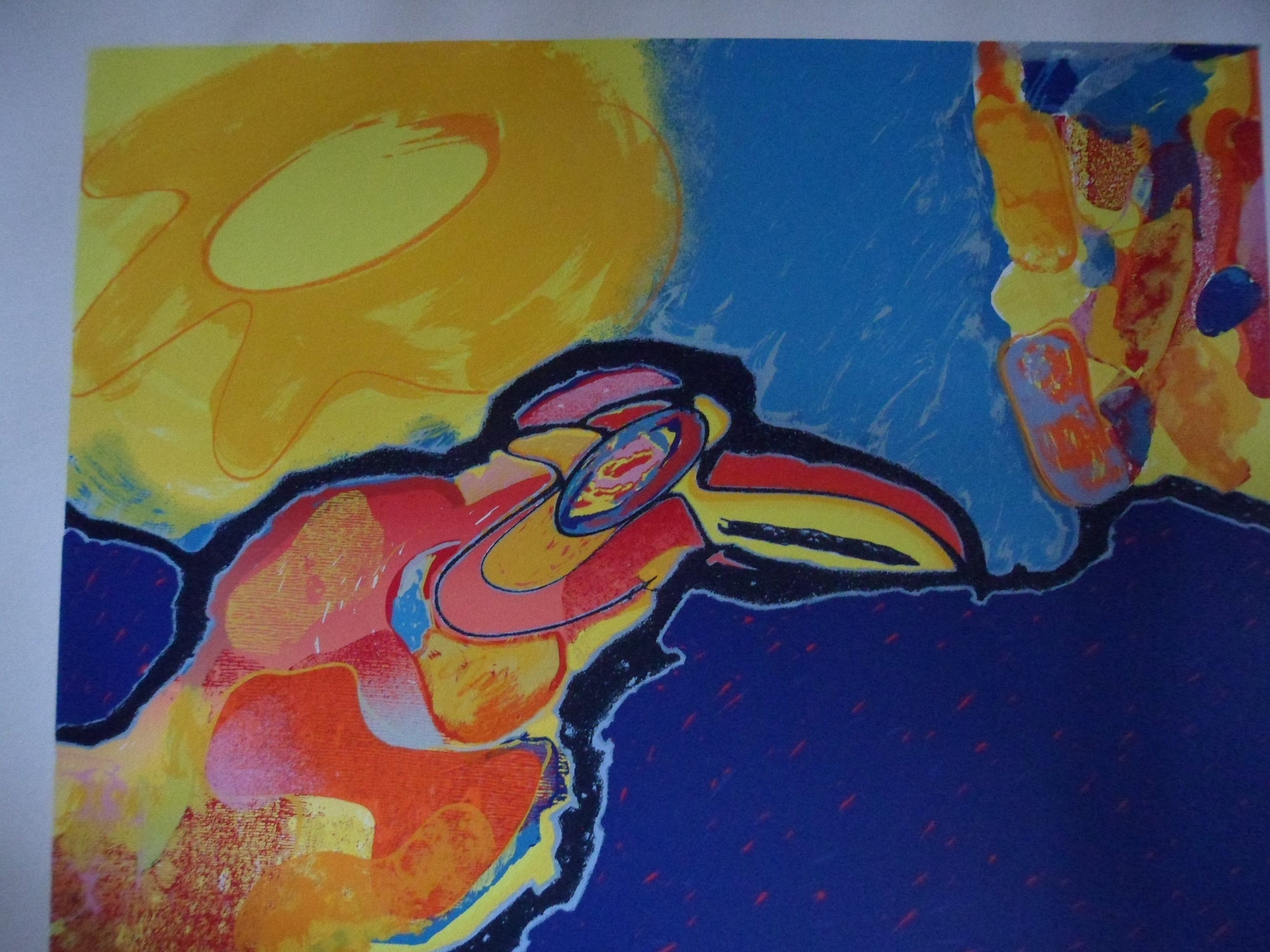 Ton van Kesteren - Zeefdruk, titel "Spotvogel". kopen? Bied vanaf 10!