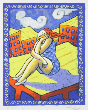 Jacques Tange - Zeefdruk, We're all in love - Ingelijst kopen? Bied vanaf 70!