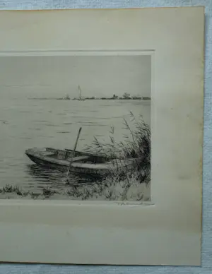 Johan Hemkes - Ets , De Houkesleat (Houkesloot) in Friesland - 1959 kopen? Bied vanaf 1!