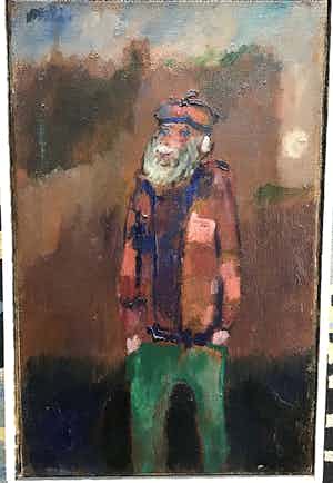 Theo van der Horst - Schilderij olieverf op doek, zonder titel, gesigneerd verkocht voor € 95!