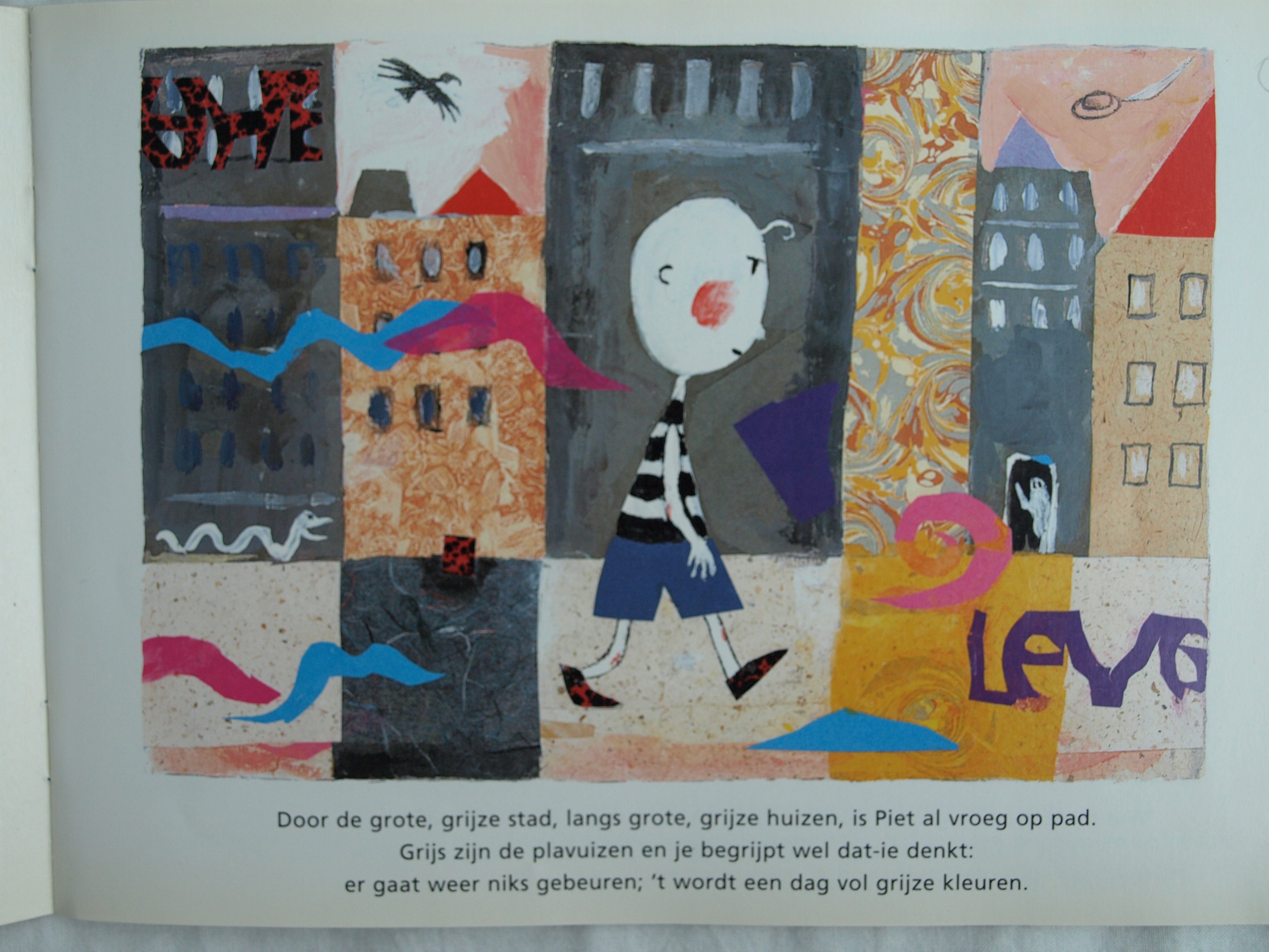 Daan Remmerts de Vries - Acryl en collage , Het leven is raar 14 – Ingelijst-1997 kopen? Bied vanaf 40!