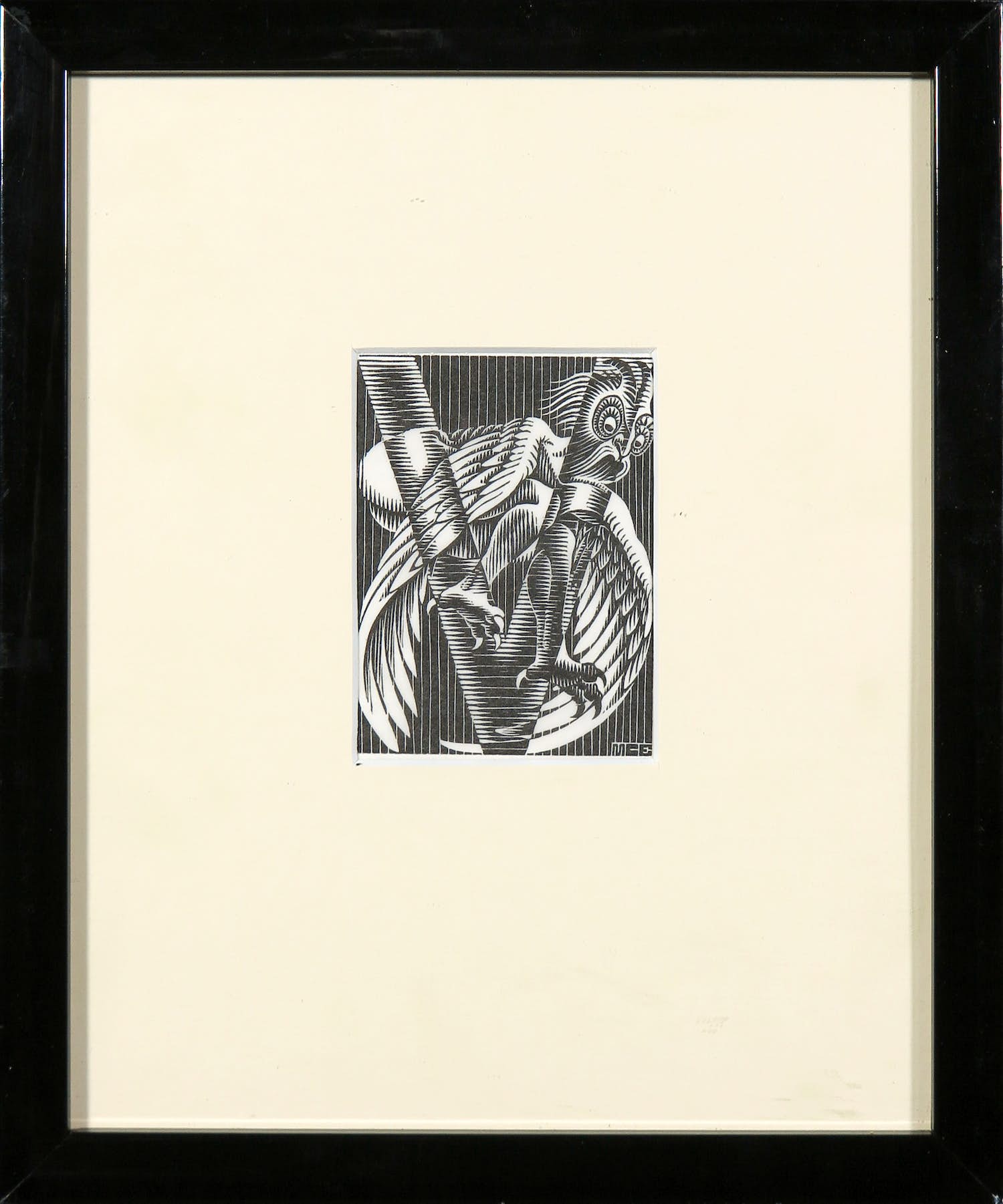 M.C. Escher - Houtdruk, Letter 'V' uit Scholastica kopen? Bied vanaf 100!