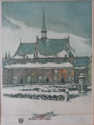 Cornelis de Kort - BEGIJNHOF BREDA / KLEURETS / 59x49cm / KADER / SIG / 1952 kopen? Bied vanaf 25!