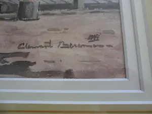 Clement Bezemer - Aquarel, zicht over rivier op onbekende stad kopen? Bied vanaf 35!