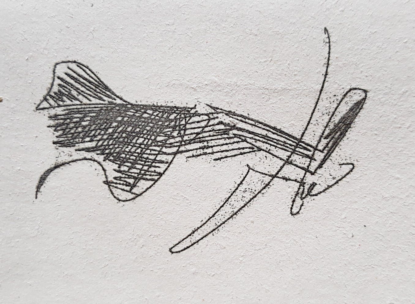 Willem Hussem - Abstracte compositie, droge naald ets verkocht voor € 50!