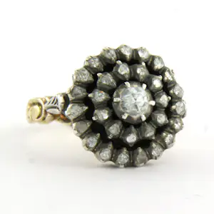 14k geel goud met zilver ring bezet met roos diamanten tot. 0.40ct – G/H – SI kopen? Bied vanaf 710!