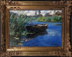 Willem Roelofs (jr.) - Olieverf op paneel, Gezicht op ''Noorden'' - Ingelijst kopen? Bied vanaf 200!