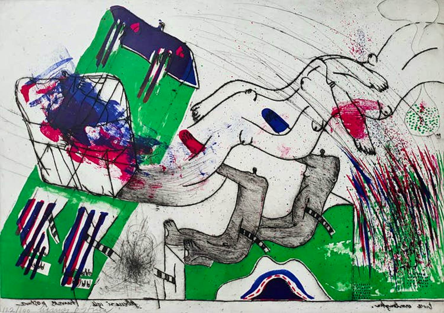 Hannes Postma - "Hors series" handgekleurde Ets -1966 - "twee armlengten" kopen? Bied vanaf 40!