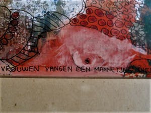 Han Faken - Prachtig surrealistisch Aquarel "vrouwen vangen mannetjesdier" gesigneerd. kopen? Bied vanaf 10!