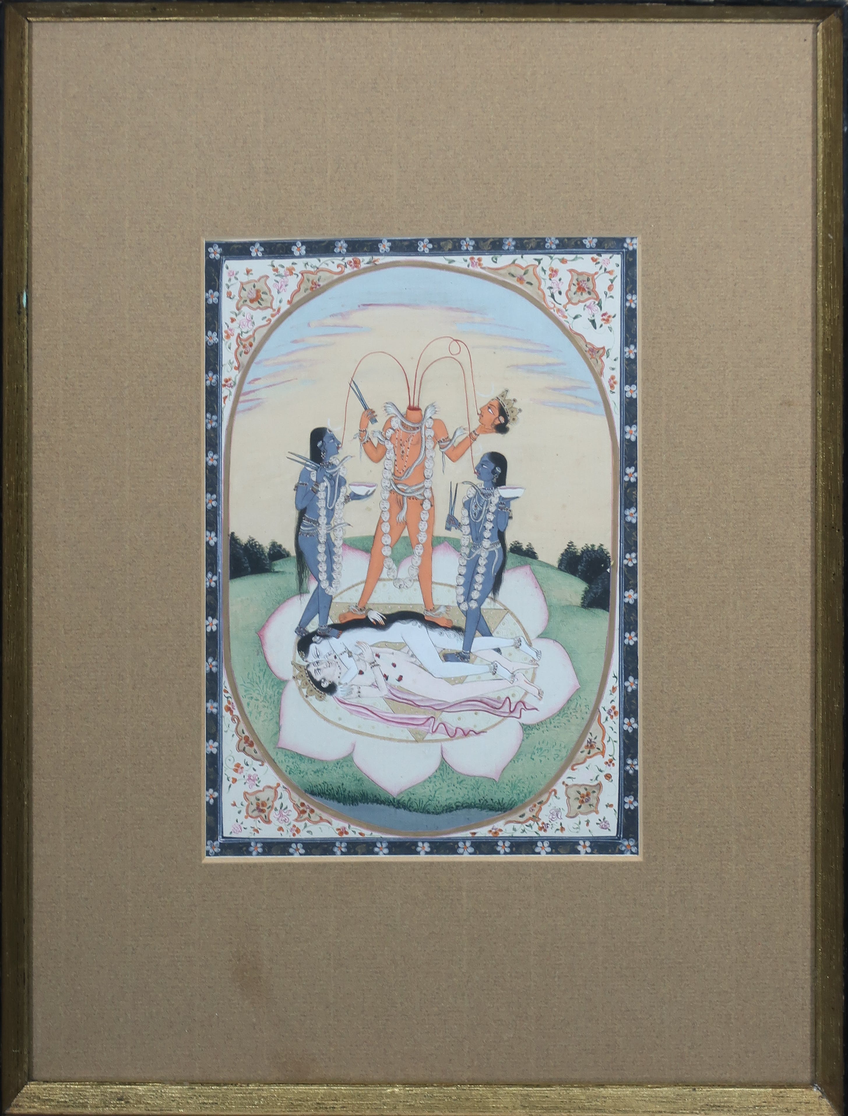 Niet of onleesbaar gesigneerd - Hand ingeschilderde penseeltekening, Indiase voorstelling I - Ingelijst kopen? Bied vanaf 1!