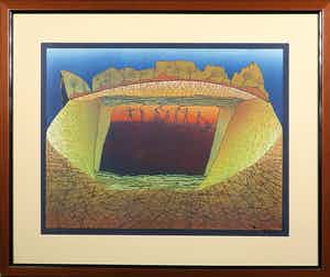 Antje Veldstra - Houtsnede, Zonder titel - Ingelijst verkocht voor € 40!