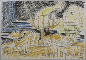 Armando Bergallo - Krijttekening, Jean Prodromides - Ingelijst kopen? Bied vanaf 1!