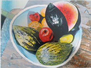 Vincent van Ojen - Stilleven met meloen - groot werk - ingelijst kopen? Bied vanaf 100!