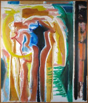 Han Sterk - Olieverf op paneel, Z.T. Abstracte compositie - Ingelijst (Zeer groot) verkocht voor € 1!