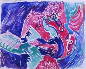 Joe Wols - Lot van vier kleurrijke aquarellen kopen? Bied vanaf 1!