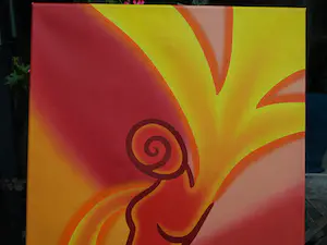 Donna Corbani - Acrylverf op doek , On Fire – 2004 – Groot , 120 x 50 cm kopen? Bied vanaf 1!