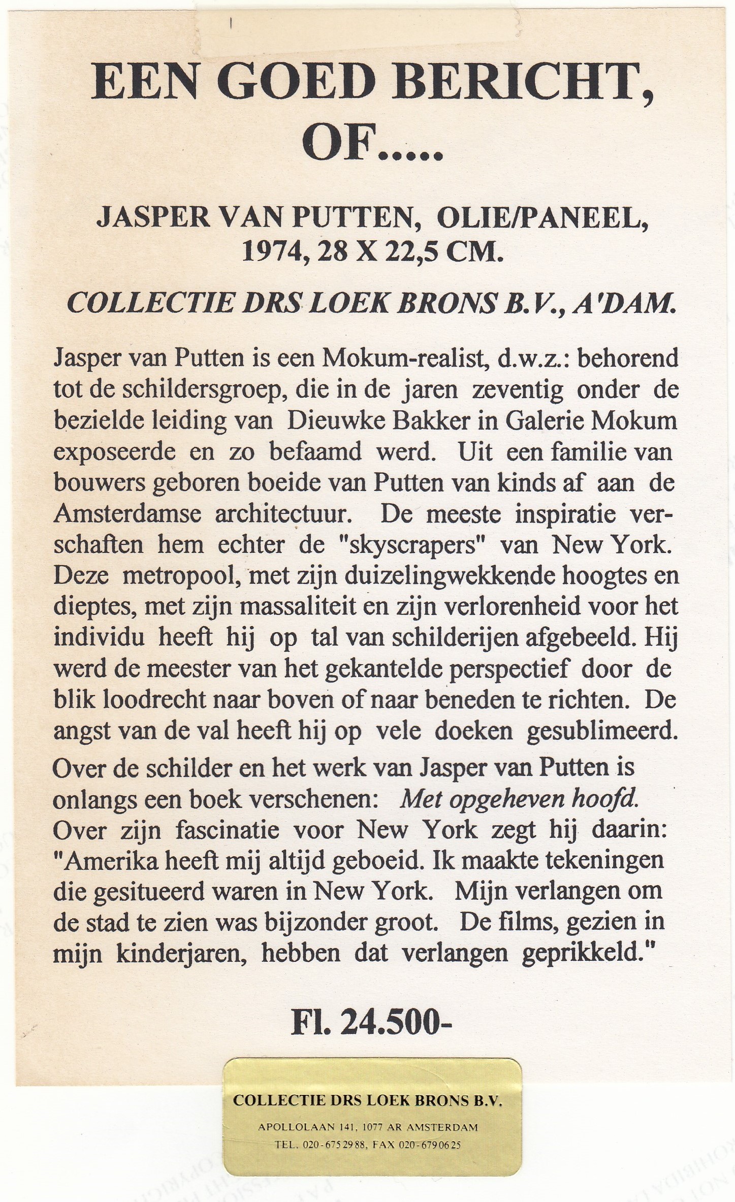 Jasper van Putten - 2 x promotiefoto verzameling Loek Brons  kopen? Bied vanaf 1!