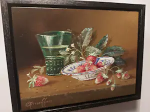 Thomas Heesakkers - Stilleven - roemer en schaaltje aardbeien kopen? Bied vanaf 150!