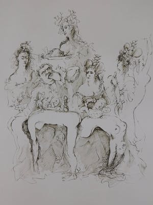 Leonor Fini - Croquis: Diner kopen? Bied vanaf 50!