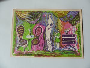 Dick Elffers - Mooie Jaren 50 Kleuren Litho "Moeder en dochter" proefdruk. kopen? Bied vanaf 25!
