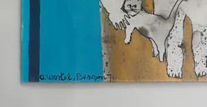 Ans Wortel - Ans Wortel – als buiten de …. – gouache ingelijst kopen? Bied vanaf 199!