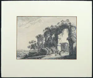 Pieter van Laer - (toegeschreven aan) - Ets, Italiaans landschap met aquaduct en figuren kopen? Bied vanaf 40!