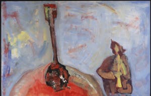 Bea Kraft - Gouache op papier, Contrabas - Ingelijst (Zeer groot) kopen? Bied vanaf 1!