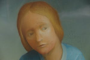 Peter Miedema - Pasteltekening, Meisje met konijn - Ingelijst (Groot) kopen? Bied vanaf 150!