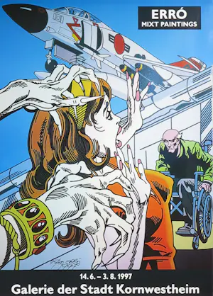 Guðmundur Erro - Gesigneerd affiche voor de tentoonstelling 'Mixt paintings' - Ingelijst kopen? Bied vanaf 1!