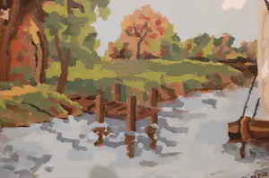 Brons (Onbekend) - Landschap boerderij en bootje kopen? Bied vanaf 1!