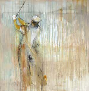 Huguette DeClercq - Acryl op doek, Like a tiger verkocht voor € 150!