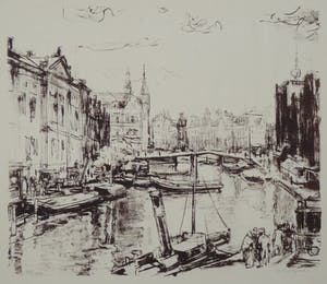 Wilhelm Wagner - Wilhelm Wagner: Lithografie. Amsterdams stadsgezicht, 1921, Oplage 100 ex. kopen? Bied vanaf 39!