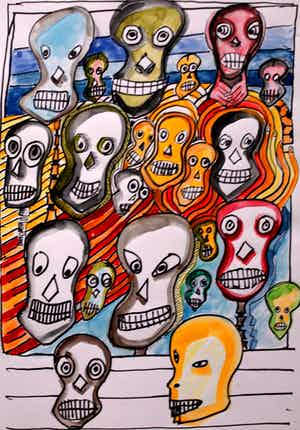 Ernst Vijlbrief - Met aquarel ingekleurde pentekening verkocht voor € 45!