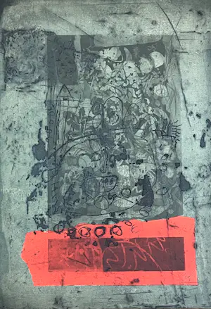 Antoni Clave - Aquatint- en carborundumgravure In groen en rood, 1971 kopen? Bied vanaf 800!