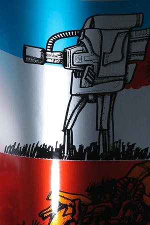 Shinkichi Tajiri - Zeefdruk op zilverkleurige ondergrond, Mayday kopen? Bied vanaf 50!