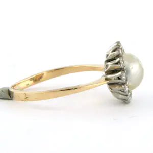 18k bicolor gouden entourage ring met mabe parel en diamant 0.20 ct - rm 18.25 kopen? Bied vanaf 280!