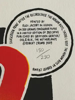 Robert Crumb - The Hokum Boys (2009) – Gesigneerde zeefdruk naar Albumcover 1975– 150/250 kopen? Bied vanaf 300!