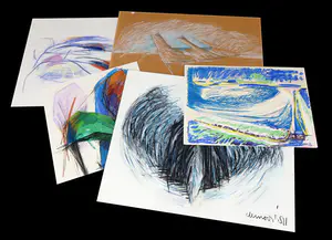 Geert Baas - en andere! - Lot van 10 werken op papier (krijt/pastel) kopen? Bied vanaf 1!