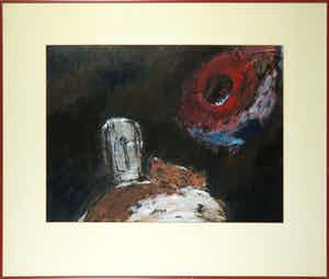 Theo van der Horst - Gemengde techniek op papier, Abstracte compositie - Ingelijst verkocht voor € 1!