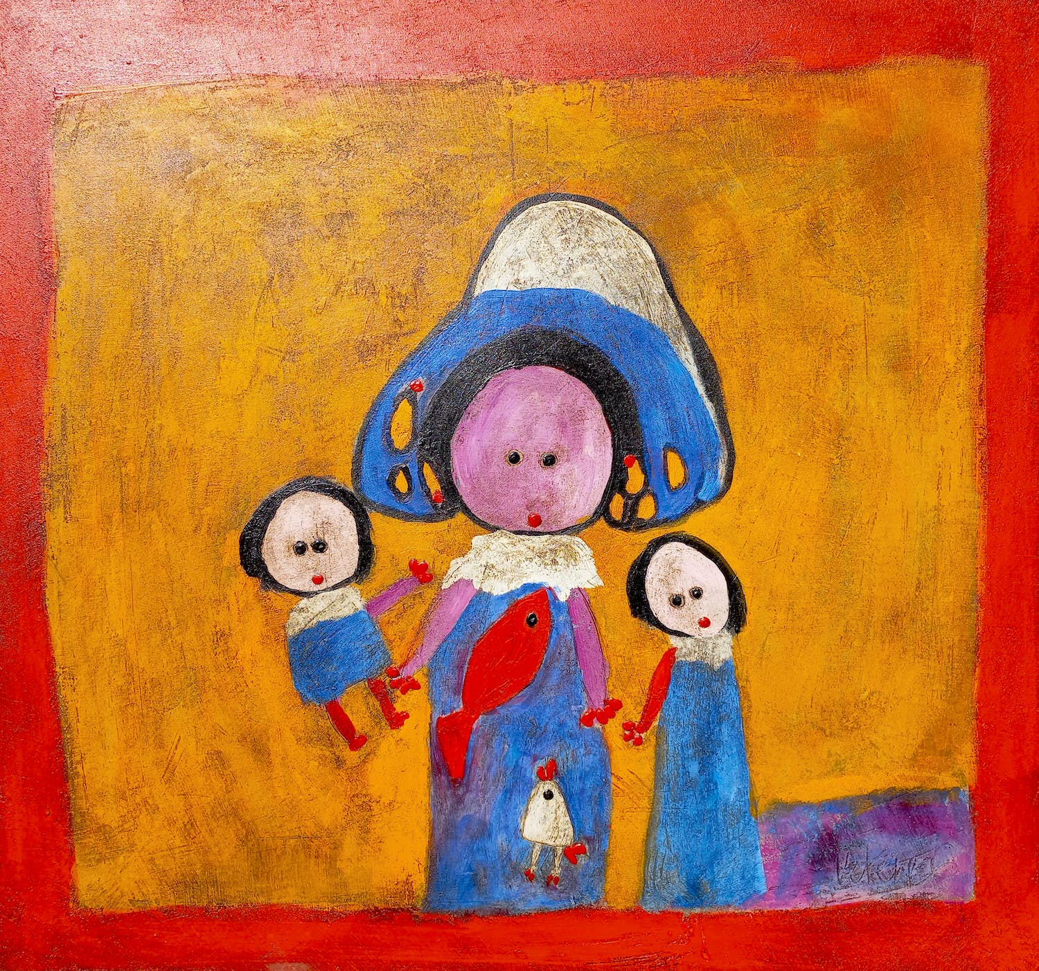 Giovanni Vetere - A spettano Gl’iospeti, olieverf fresco op koper (ingelijst, groot!) verkocht voor € 1!