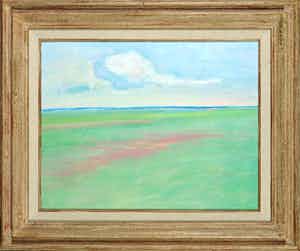 Adrie Mouthaan - Olieverf op board, Tussenduin met wilgenroosjes - Ingelijst verkocht voor € 250!