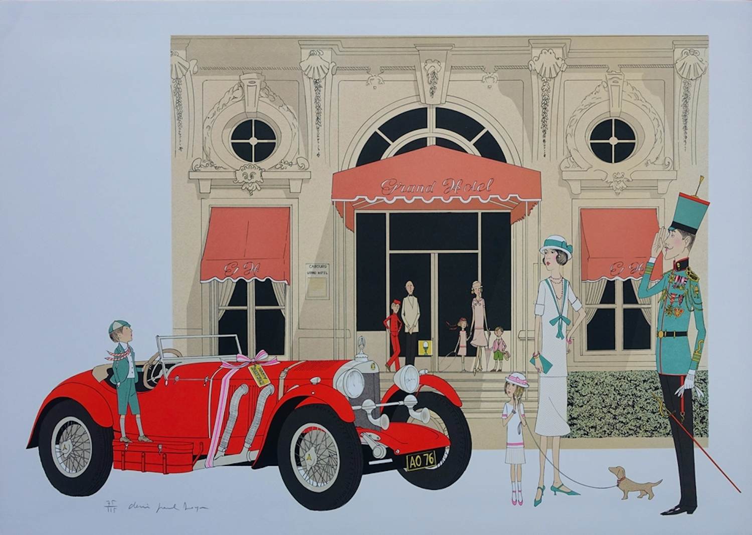 Denis Paul Noyer - Mercedes Roadster, Cabourg Grand Hotel, LITHOGRAPHIE Originale, 115ex kopen? Bied vanaf 250!