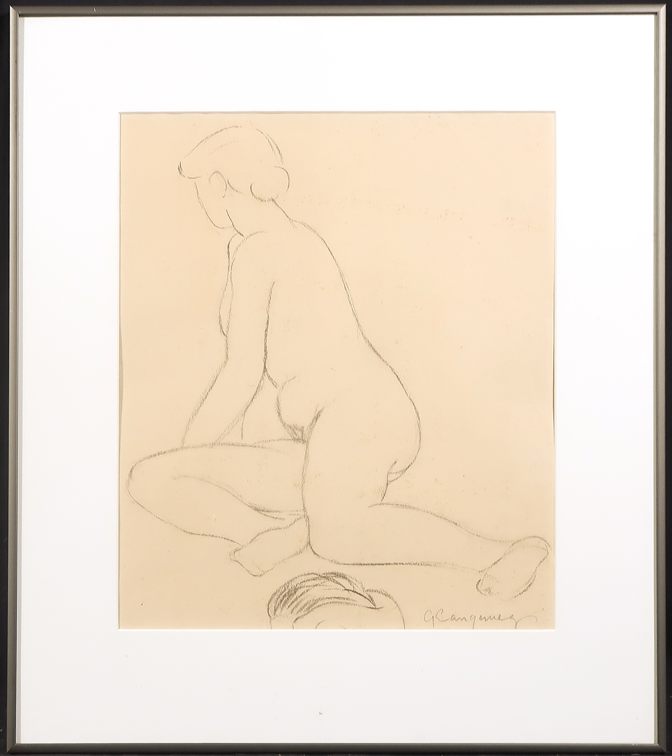 Ger Langeweg - Potloodtekening, Vrouwelijk naakt - Ingelijst kopen? Bied vanaf 1!
