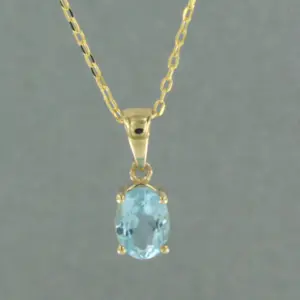 14k geel gouden collier met hanger bezet met blauwe topaas tot. 0,90ct kopen? Bied vanaf 130!