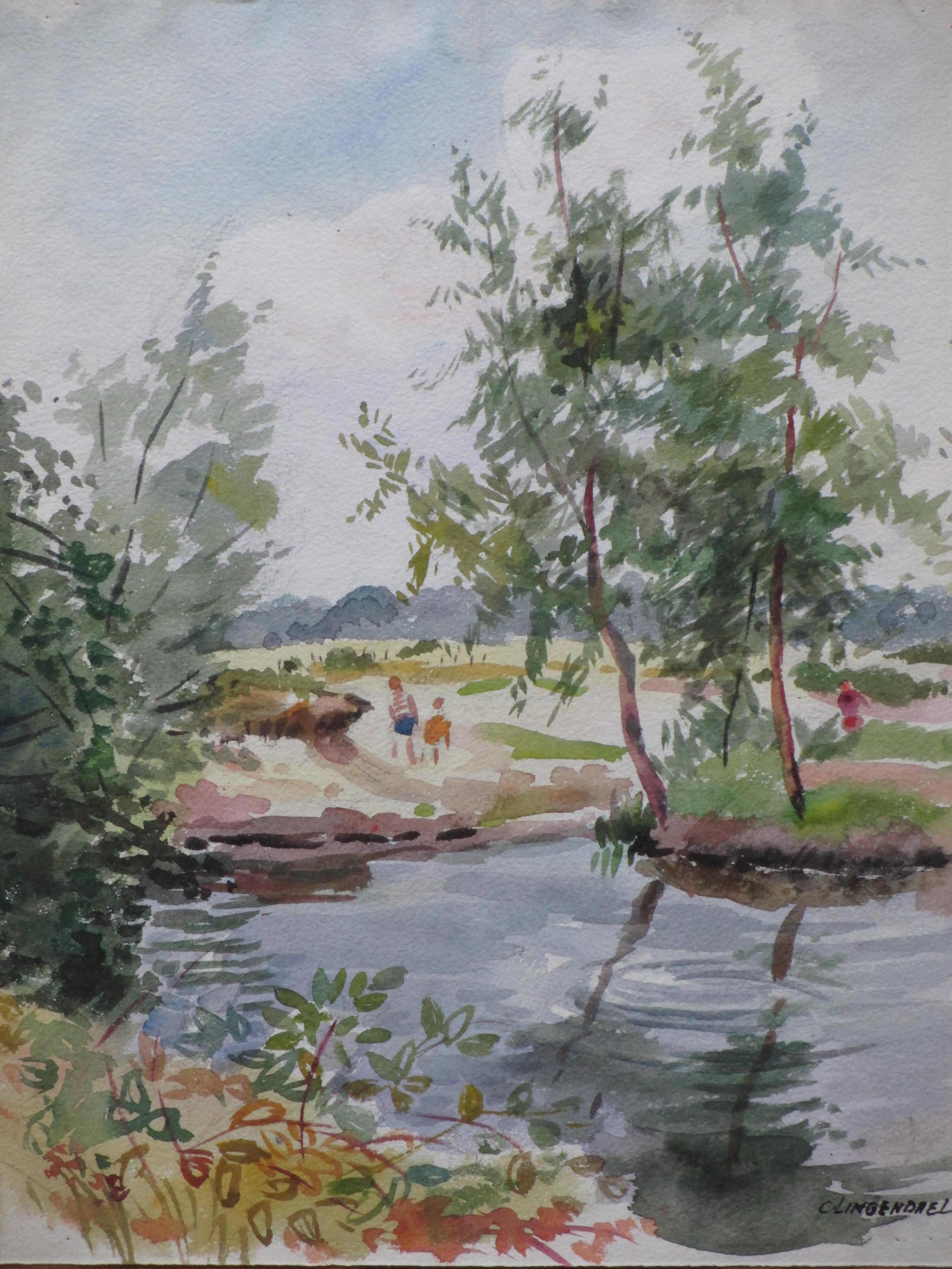 Han Krug - Landschap Clingendael - Aquarel kopen? Bied vanaf 30!