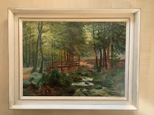 Wilhelm Pramme - Boslandschap met beek en brug kopen? Bied vanaf 100!