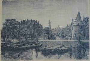 Louis Landre - Ingelijste litho, Prins Hendrikkade Amsterdam – ca 1925 kopen? Bied vanaf 25!