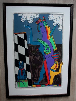 Cecile de Bruijn - ingelijste zeefdruk: Le chat d 'Arnold Schoenberg - 1993 kopen? Bied vanaf 40!